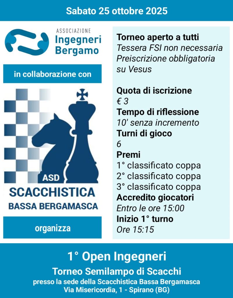 1^ Torneo Open Ingegneri - Circolo di Scacchi Bergamo e Provincia